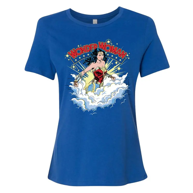 Retro Wonder Clouds Women's Blue T-Shirt From Wonder Woman 1984 1