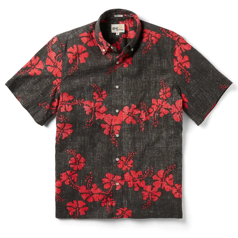 Reyn Spooner 50Th State Flower Button Up-Black 1