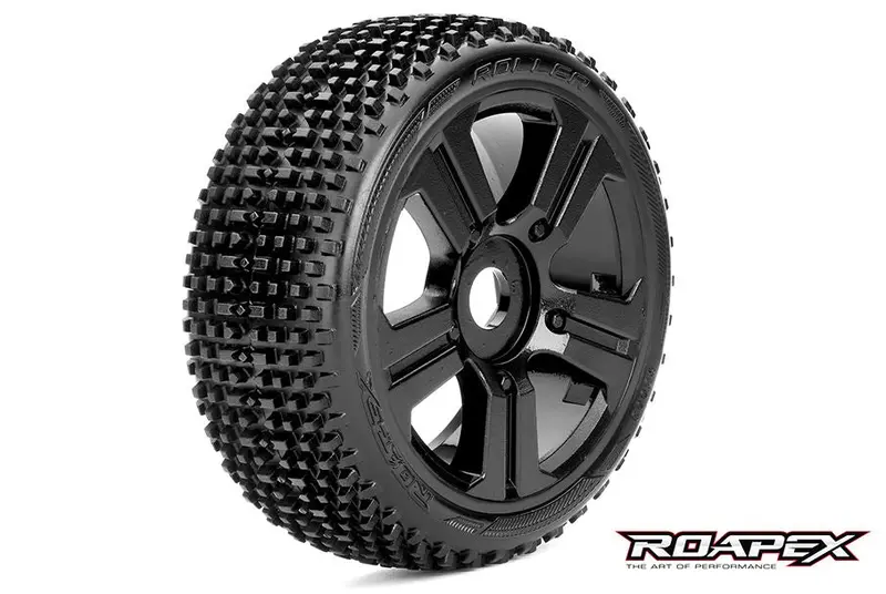 Roapex - Roller 1/8 Buggy Tires - 17Mm Hex Black Wheels - 2Pcs 1