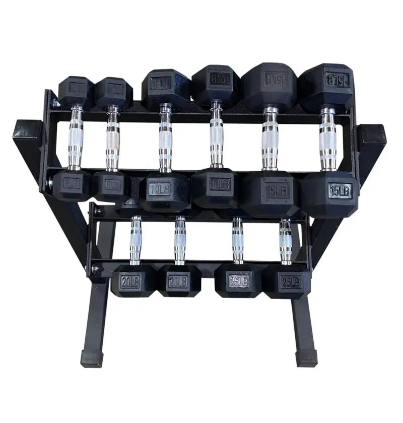 Rubber Hex Dumbbell Set 5-25 (No Rack) (In Stock) 1