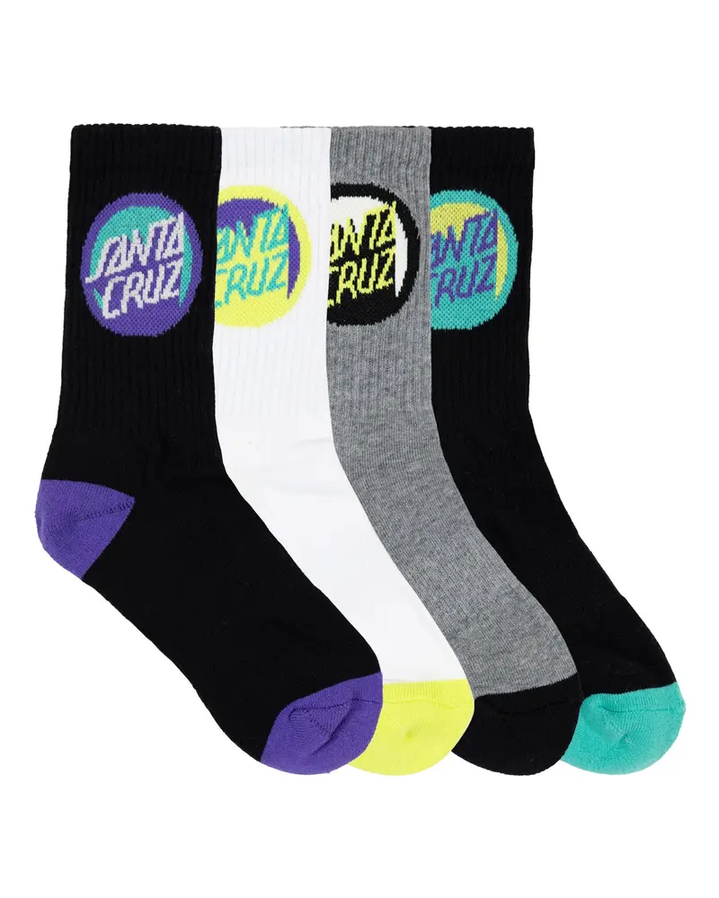 Santa Cruz Bold Shadow Dot Boys Crew Socks 4 Pack 1