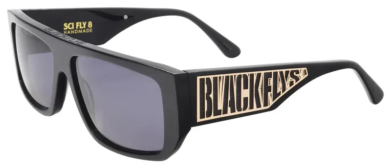Sci Fly 8 Limited Edition Shiny Black/ Gold Logo W/ Smoke Polarized Lens Sunglasses 1