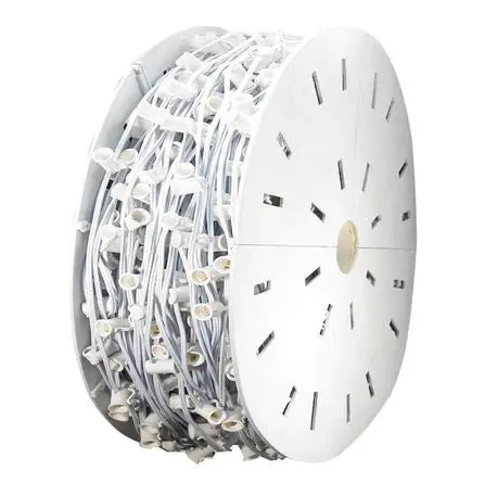 Seasonal Source - C7 Light Spool (1000' Length, 12" Spacing, White Wire) - C7-1000-12-W 1