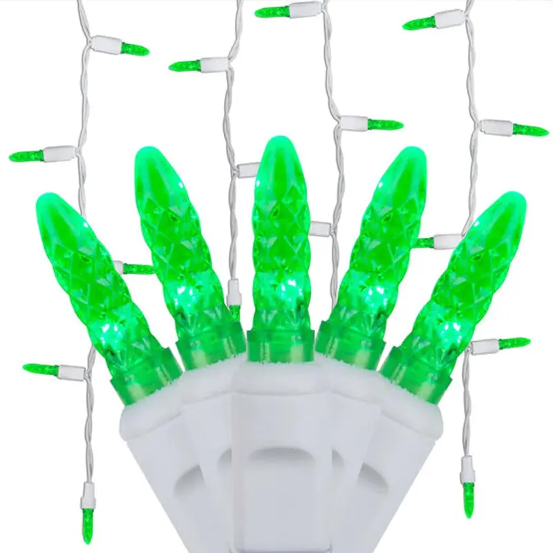 Seasonal Source - M5 Led Green Icicle Lights (White Wire, 70 Lights, 3" Spacing) - 88644-R 1