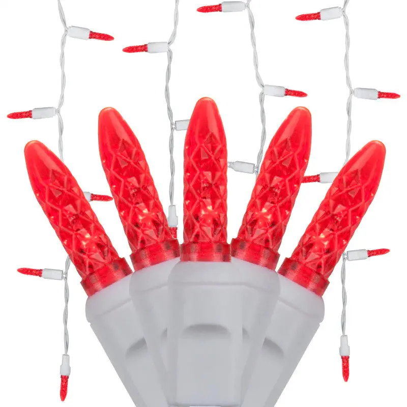 Seasonal Source - M5 Led Red Icicle Lights (White Wire, 70 Lights, 3" Spacing) - 88632-R 1