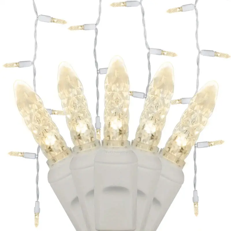 Seasonal Source - M5 Led Sun Warm Icicle Lights (White Wire, 70 Lights, 3" Spacing) - 88695-R 1