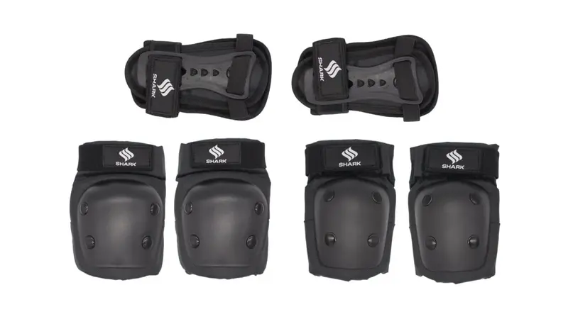 Shark Wheel Protective Gear 3 In 1 Set (Small) With Knee Pads, Wrist Guards, And Elbow Pads For Multiple Sports - Skateboarding, Roller Skating, Cycling, And Biking Youth Medium 1