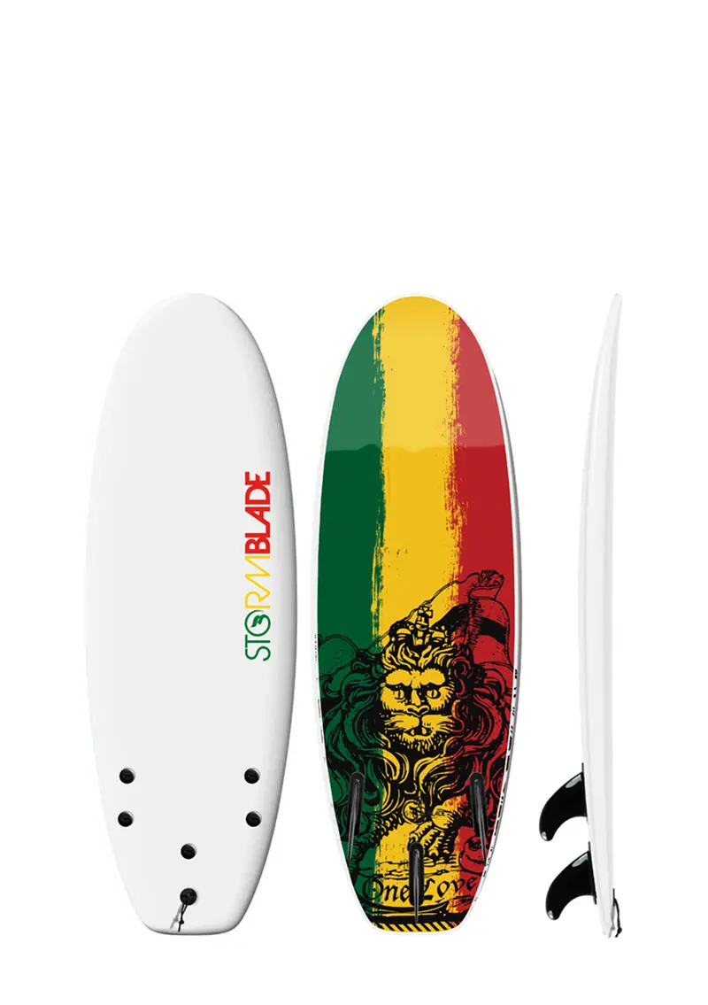Storm Blade 58In Mini Surfboard-White Rasta 1