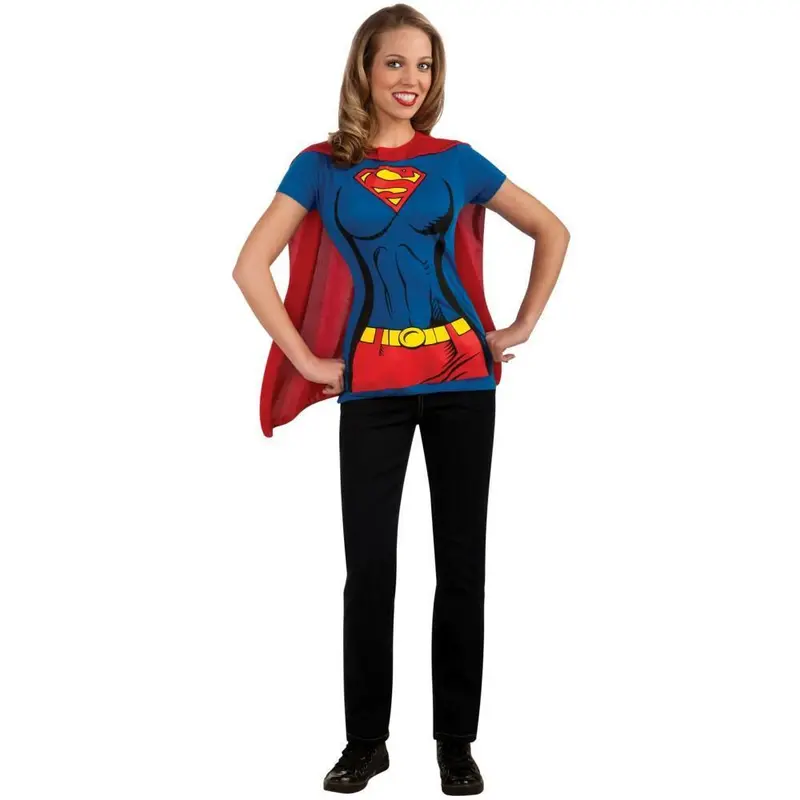 Supergirl T-Shirt With Cape Women's Costume Kit 1
