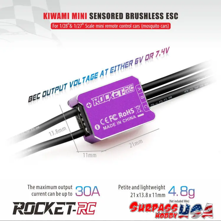 Surpass Hobby: Rocket-Rc Kiwami Pro V2 Mini 24 30A Sensored Esc 3