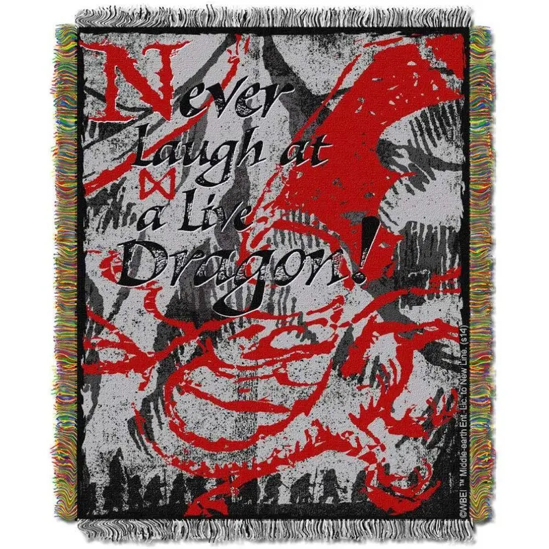 The Hobbit: The Desolation Of Smaug Never Laugh At A Live Dragon Tapestry Throw Blanket 1