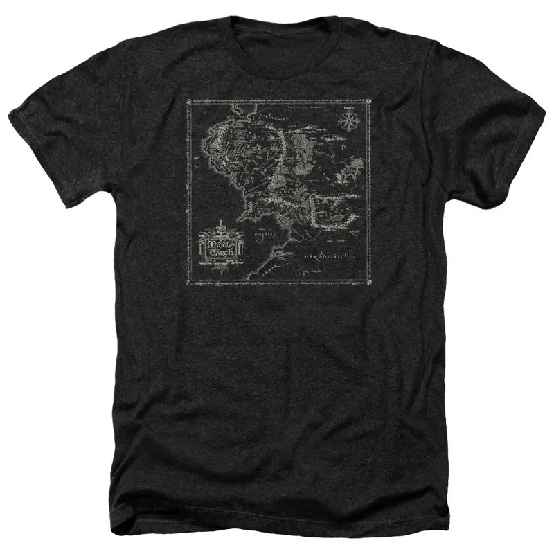 The Lord Of The Rings Map Of Middle-Earth Heather T-Shirt 1