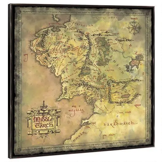 The Lord Of The Rings Middle-Earth Map Canvas In Frame 1