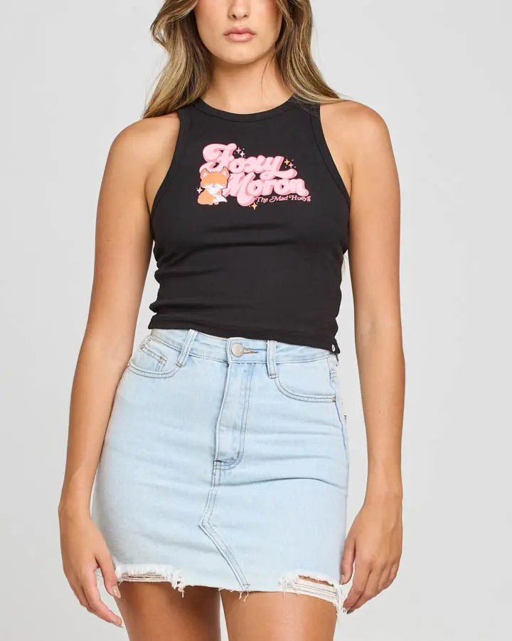 The Mad Hueys Foxy Moron Womens Crop Tank 1