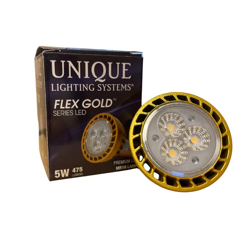 Unique - Mr16 Flex Gold Led Bulb (5 Watt, 3000K, 60 Degree) 1