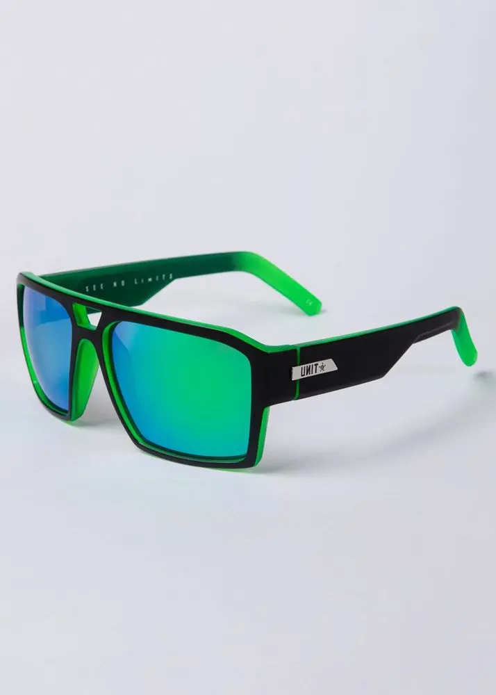 Unit Vault Polarised Sunglasses - Matte Black / Dip Green 1