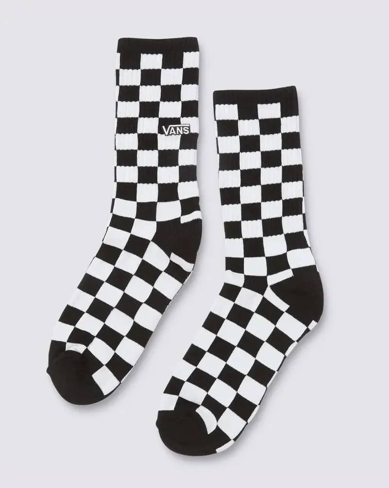 Vans Checkerboard Crew Sock - Black / White 1