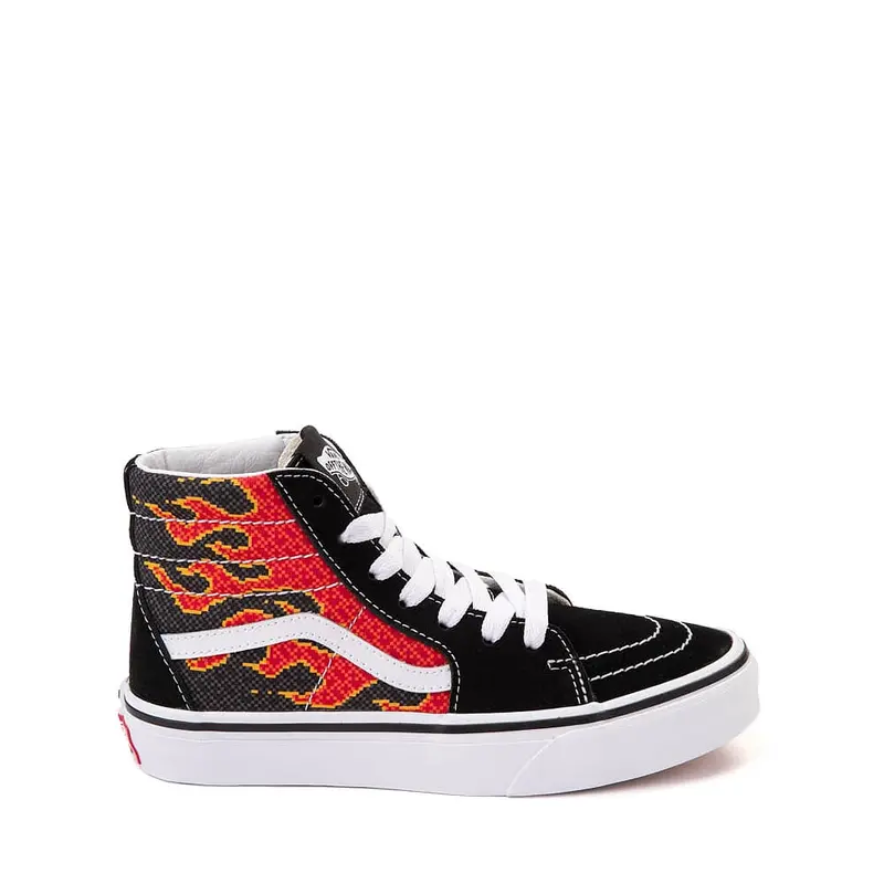 Vans Sk8-Hi Kids Pixel Flame - Black / Red 1