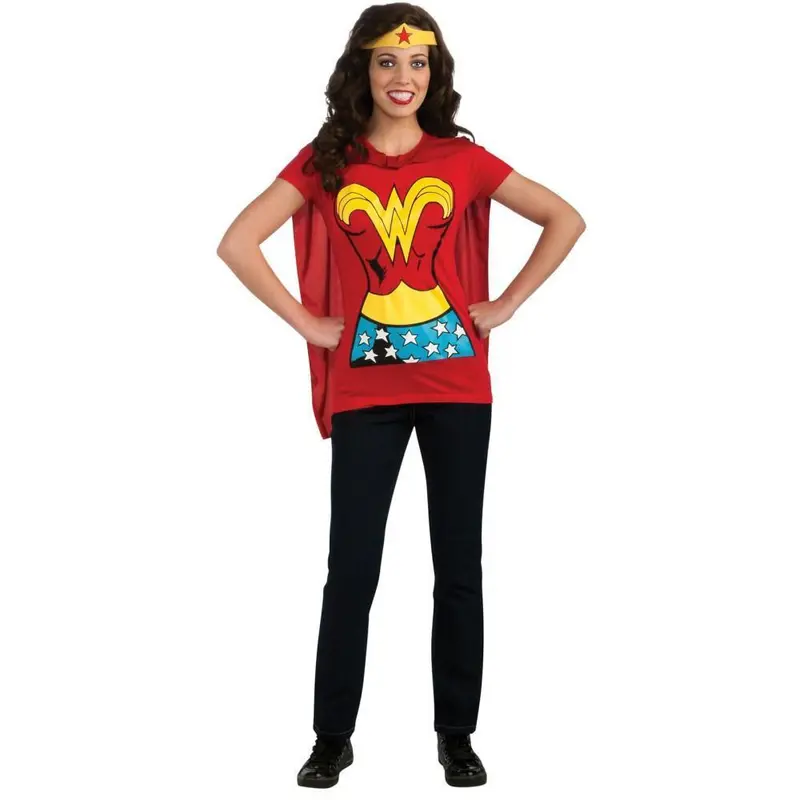 Wonder Woman T-Shirt With Cape Adult Costume Kit 1