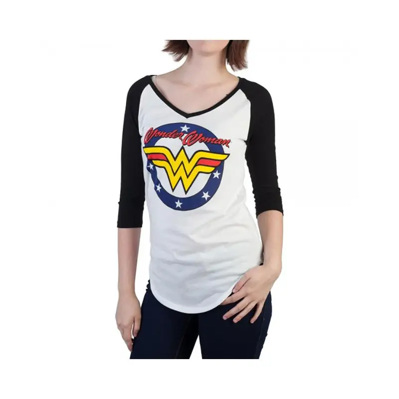 Wonder Woman V-Neck Juniors Raglan T-Shirt 1