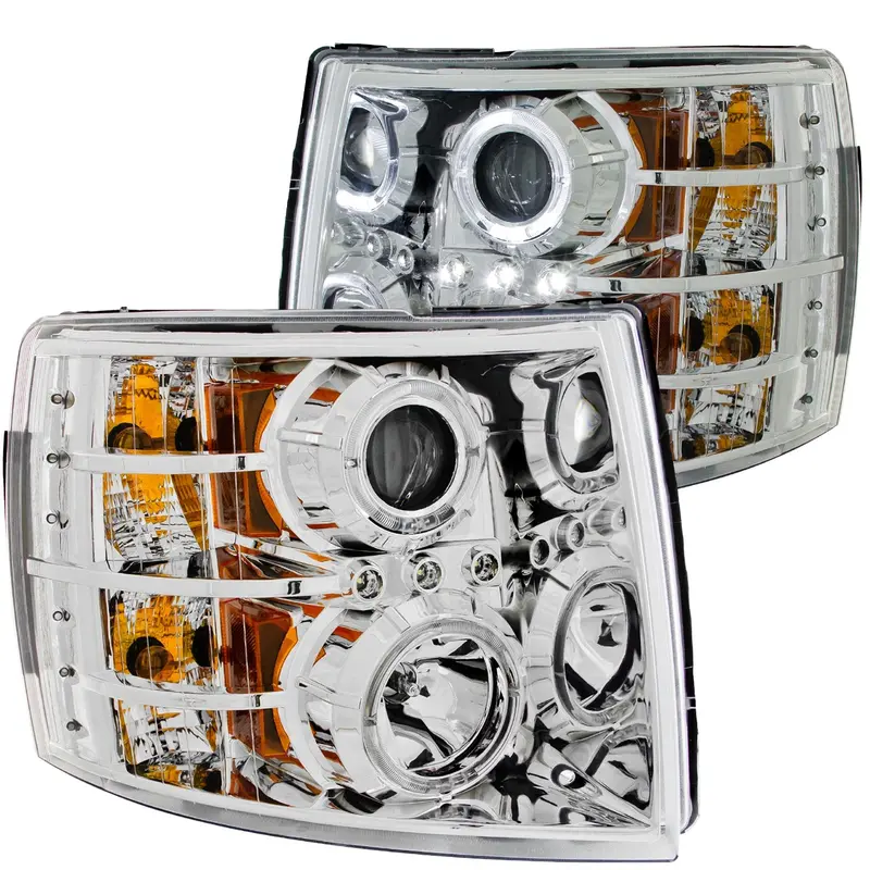 Anzo Usa Projector Headlight Set – Halo Rings, Clear Lens, Chrome Housing, Pair 1