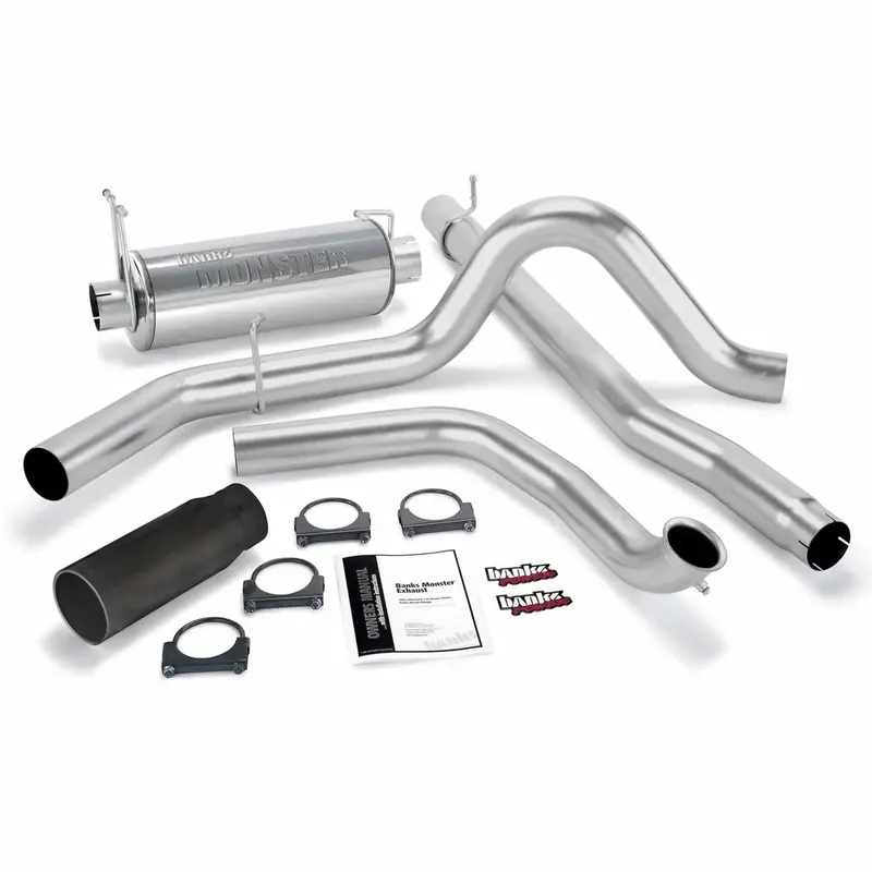 Banks Power Monster Exhaust System – Stainless Steel With Black Tips, Fits 2000–2003 Ford 7.3L Excursion (48653-B) 1