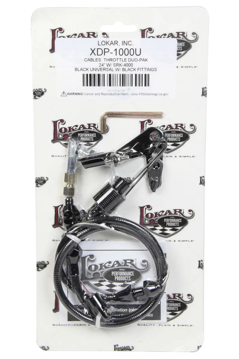 Lokar Universal Duo-Pak Throttle Cable Kit With Black Brackets 1