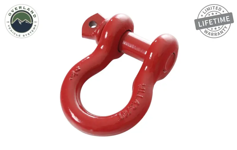Overland Vehicle Systems Recovery Shackle – 3/4" Heavy-Duty Steel, 4.75-Ton Rating, Gloss Red Finish 1