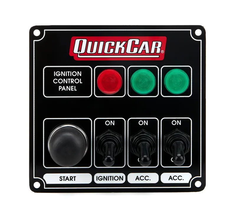 Quickcar Racing Ignition Control Panel – Black With Dual Accessories And Indicator Lights 1