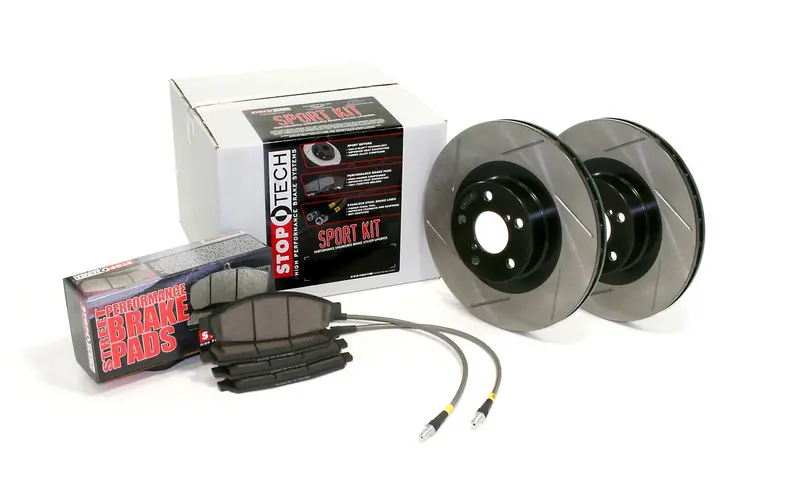 Stoptech 977.44001F Stoptech Sport Axle Pack; Slotted Rotor; Front Brake Kit With Brake Lines 1