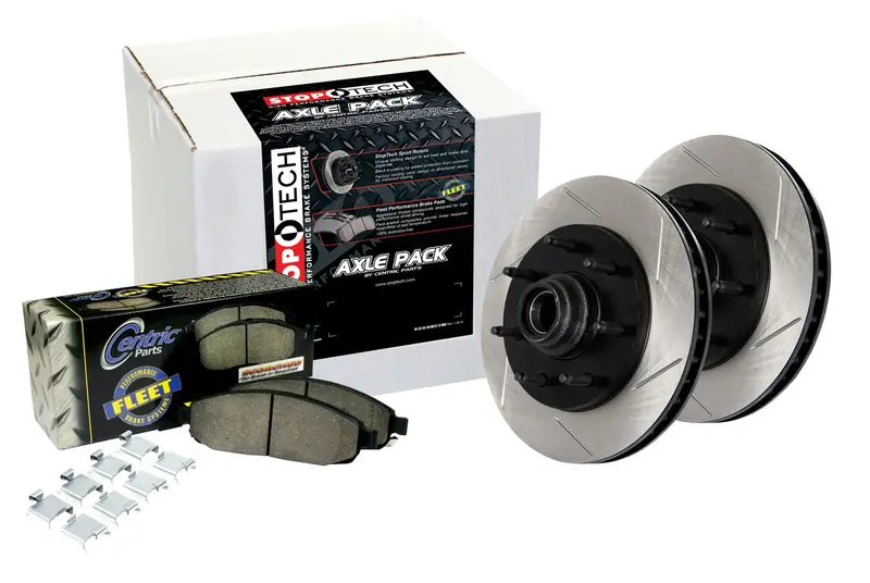 Stoptech Truck Axle Pack – Front Slotted Brake Rotors And Pads 1